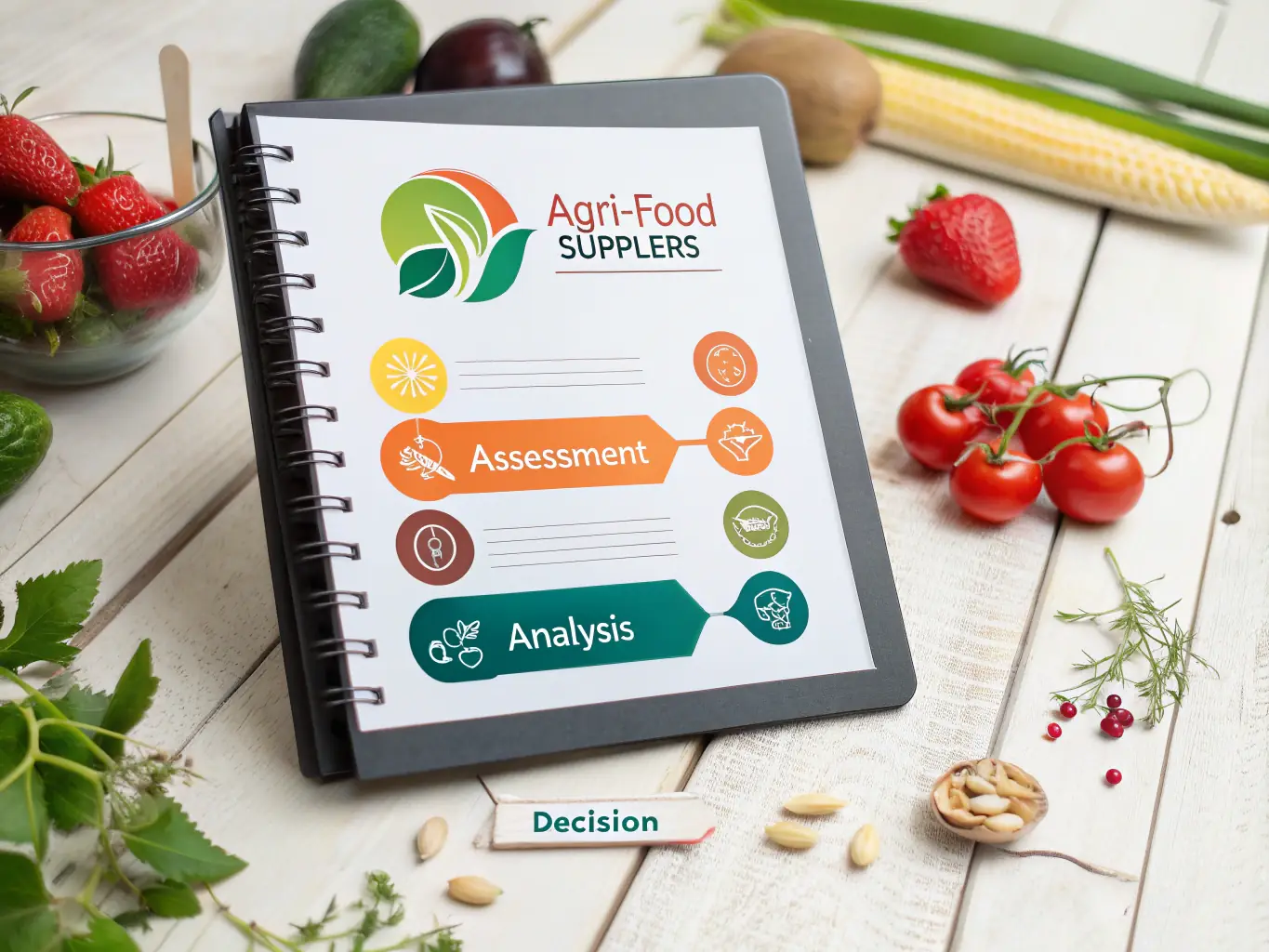 An infographic illustrating the credit evaluation process and its benefits for agri-food suppliers, showcasing key steps and data points.