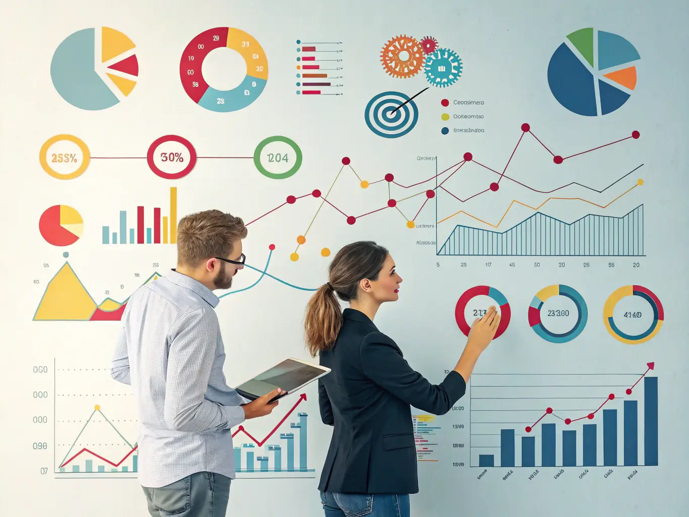An illustration depicting the data analysis phase, with charts and graphs representing the credit scoring and risk assessment performed by AgriCreditLink.