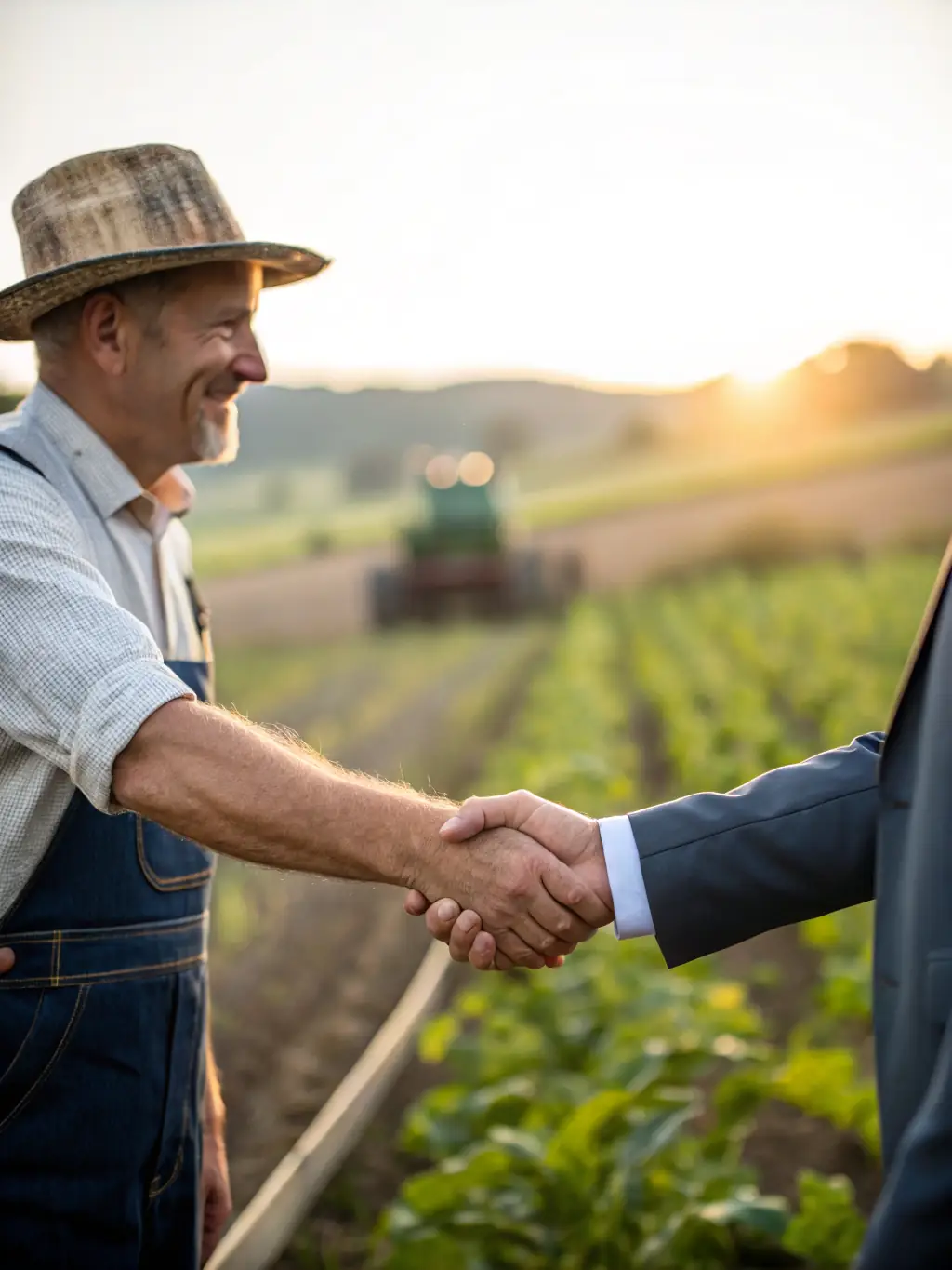 A professional handshake between two business partners, symbolizing the strong and transparent relationships fostered by AgriCreditLink's services.
